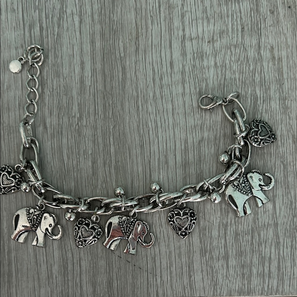 Silver Elephant Charm Bracelet